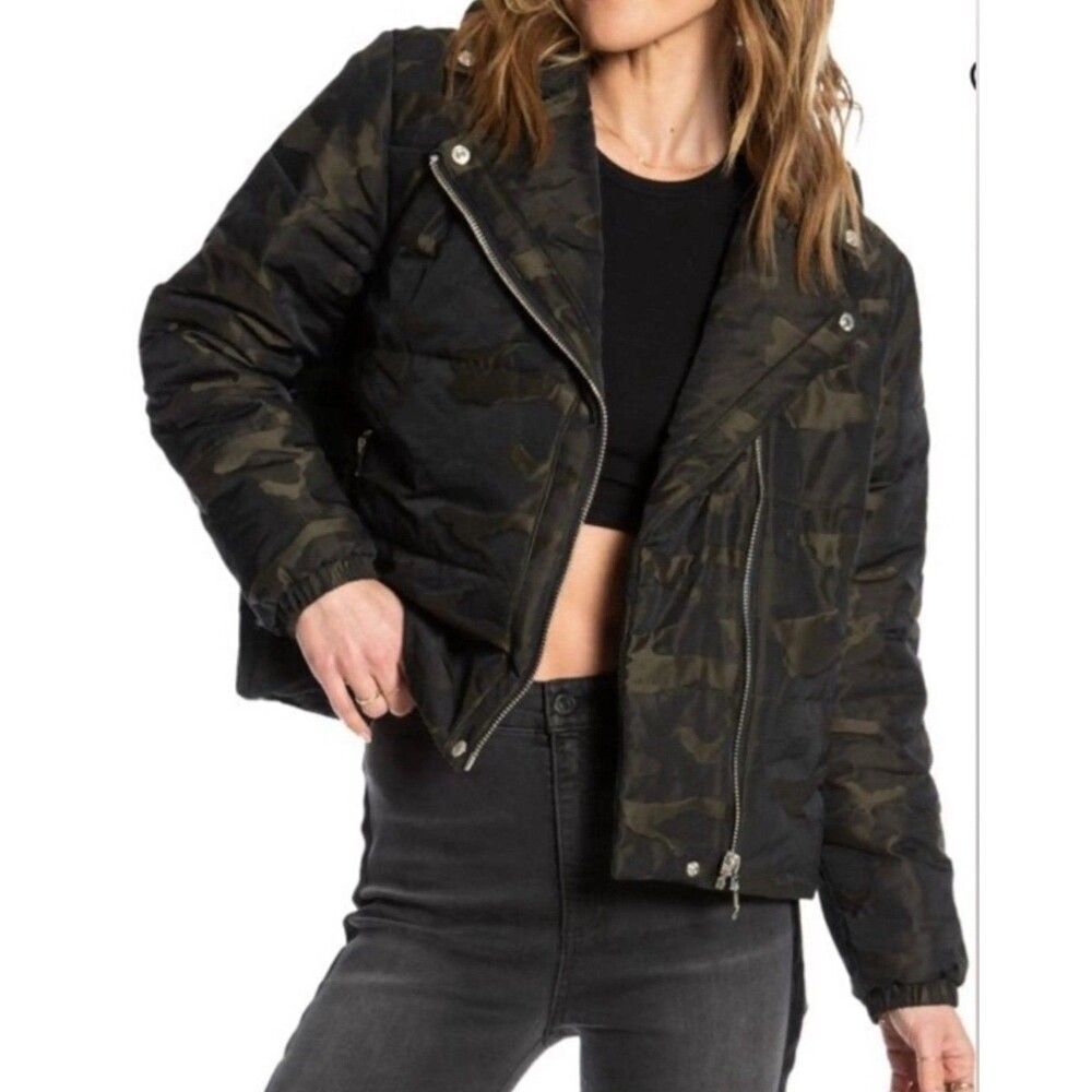 NEW Juicy Couture Vintage Retro Y2K Camo Moto Puffer Jacket Spring Streetwear - Picture 2 of 12